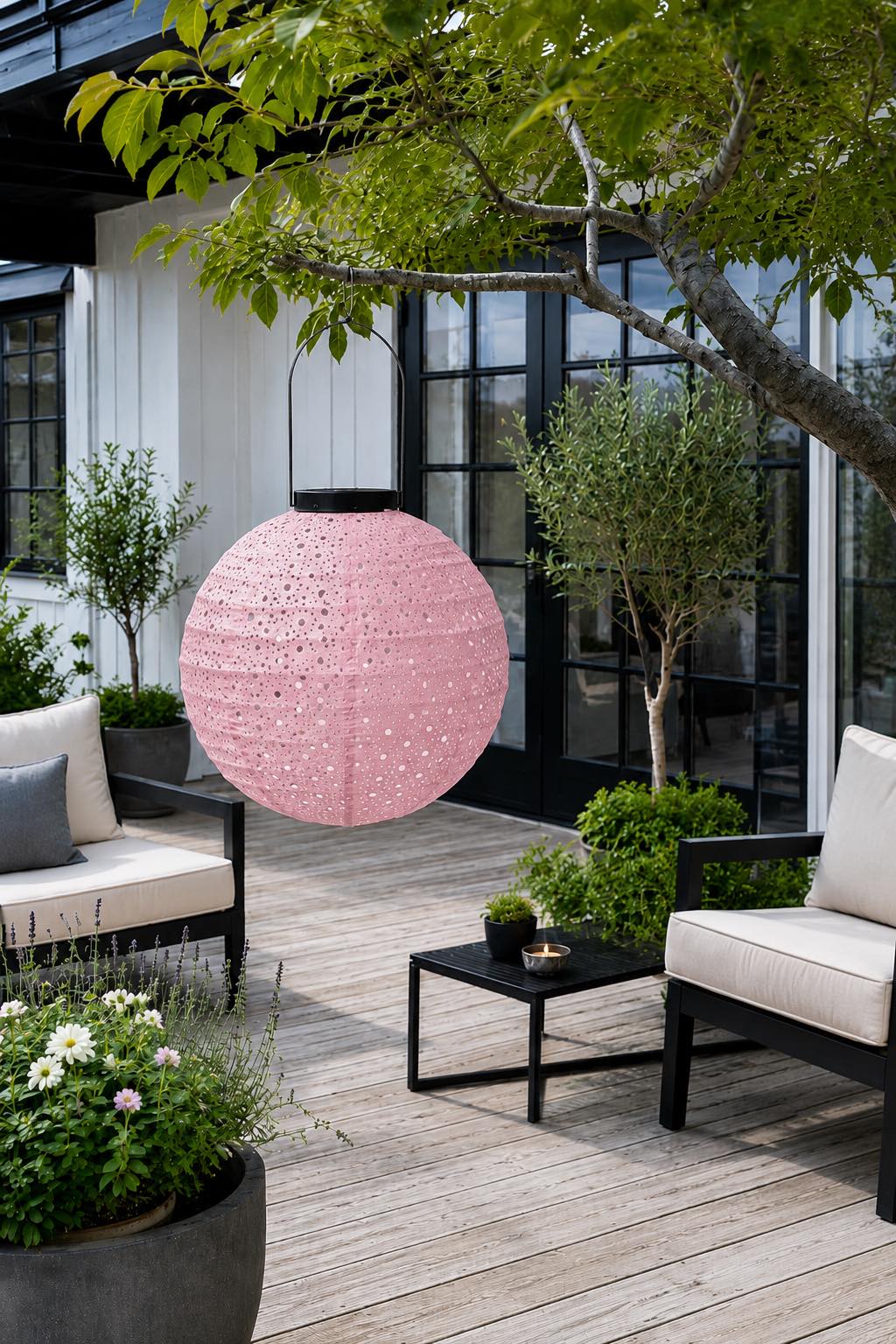 Lampe med solceller - Rosa