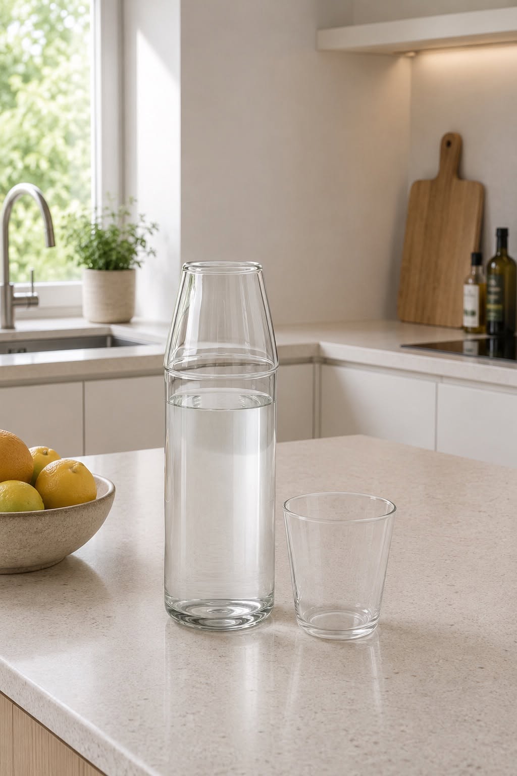Nine Milk glass + karaffel - Clear