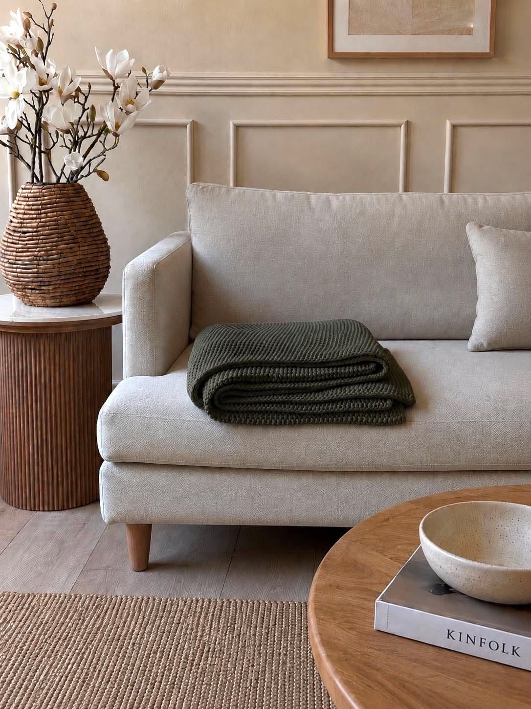 Pledd perlestrikk mørkegrønn