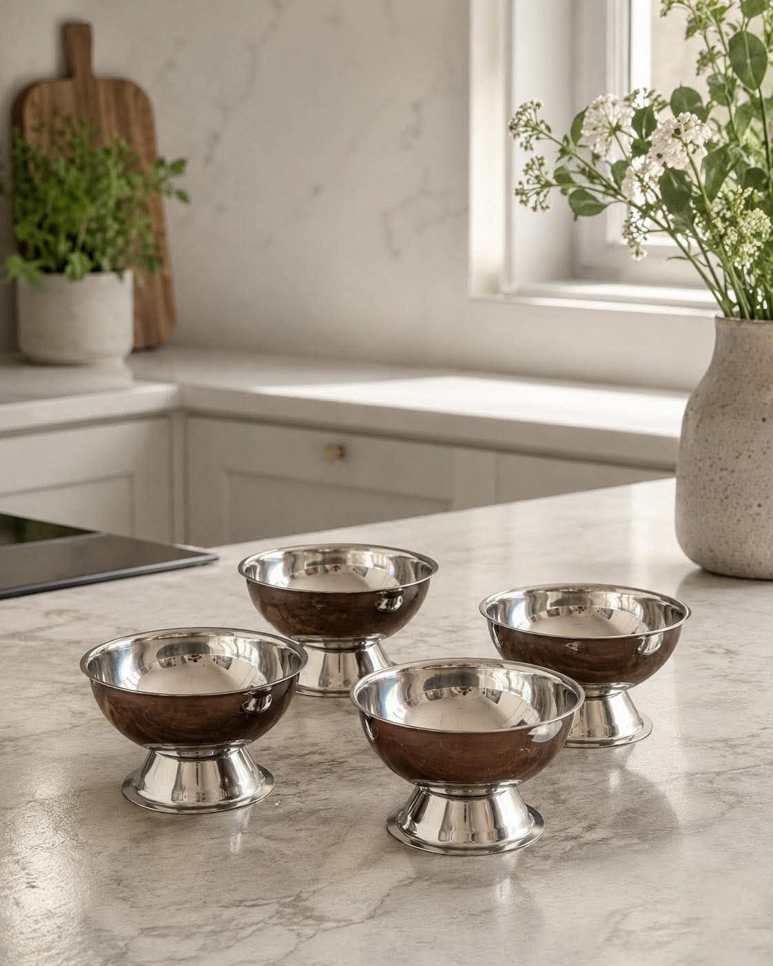 Isdessertskåler Ø9x6 cm – 4 stk. – Rustfritt stål