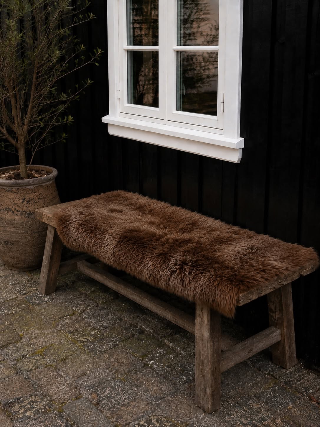 Gulvteppe i lammeskinn 70x140 - Brown