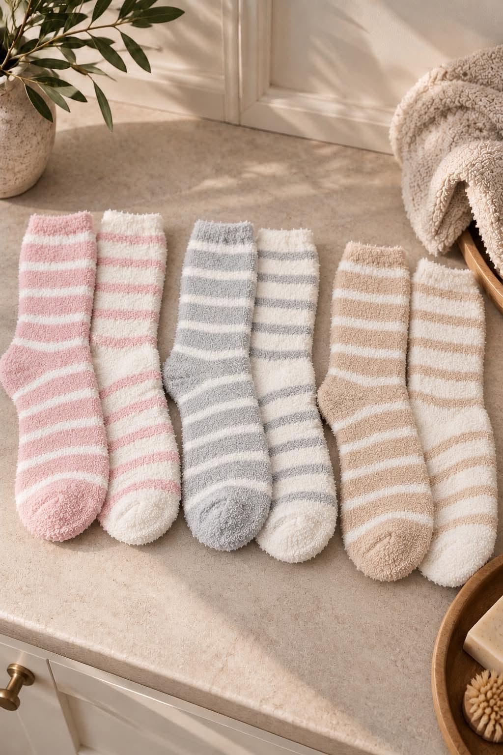 Sokker 2 par COZY - Stripet MIX