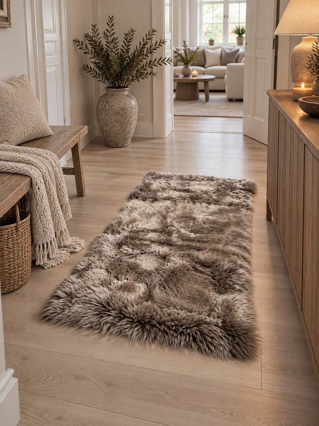 Gulvteppe i saueskinn - 70x140 Mocca