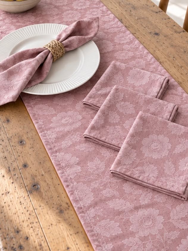 Mundservietter JACQUARD Rosa - 4 stk