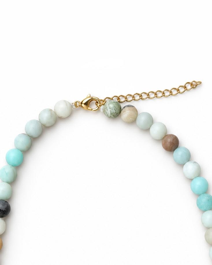 Halskjede Mary Natur/Aqua Mix