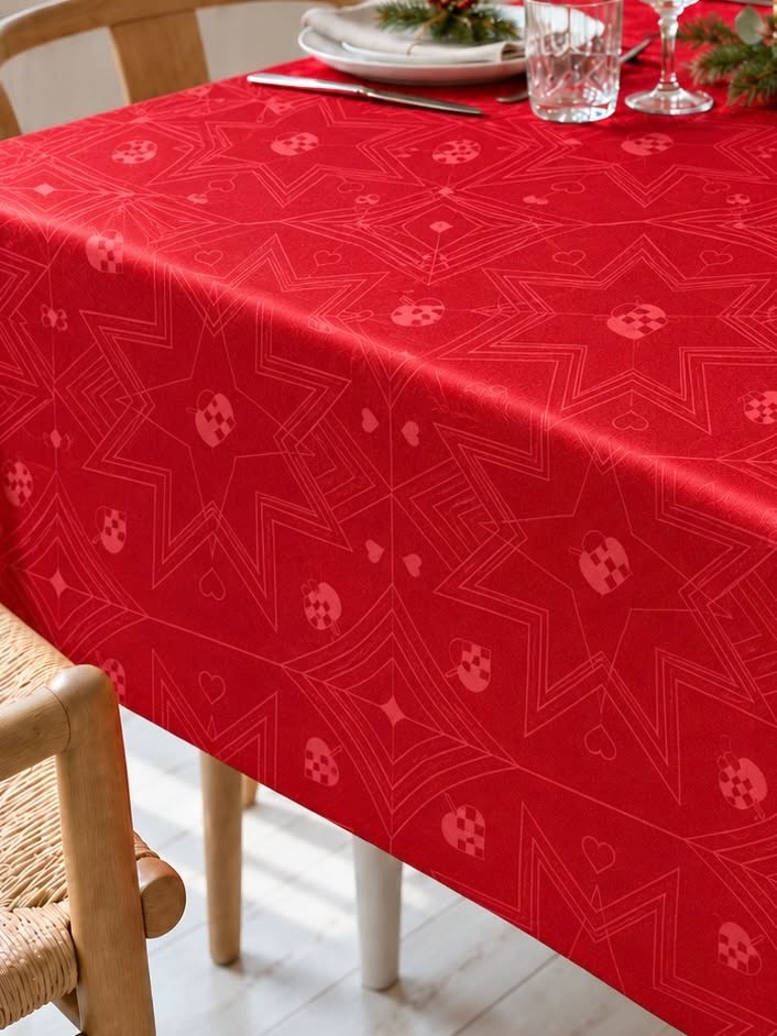 Juleduk Jacquard - Rød 320cm