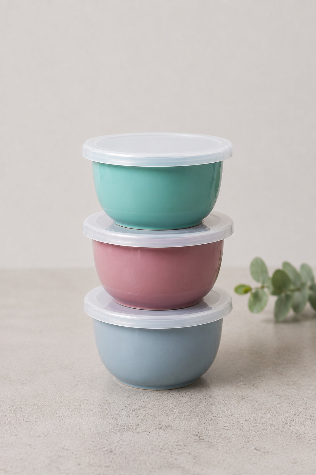 Boller med lokk PASTEL – Sett med 3 boller