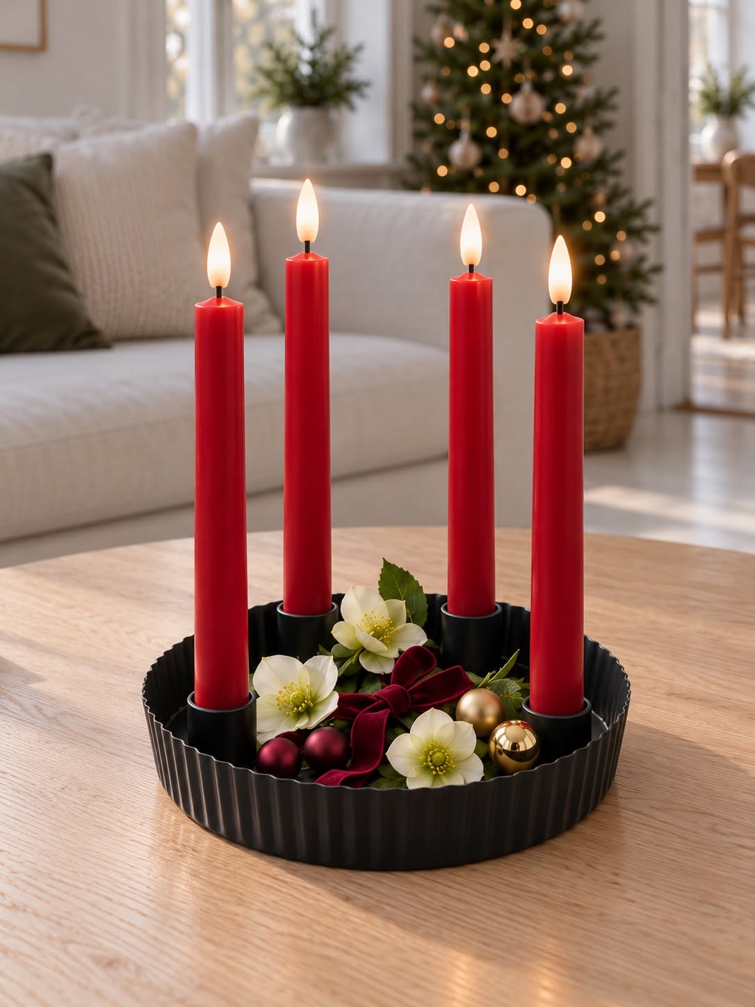 Adventsstake i metall – sort, rund