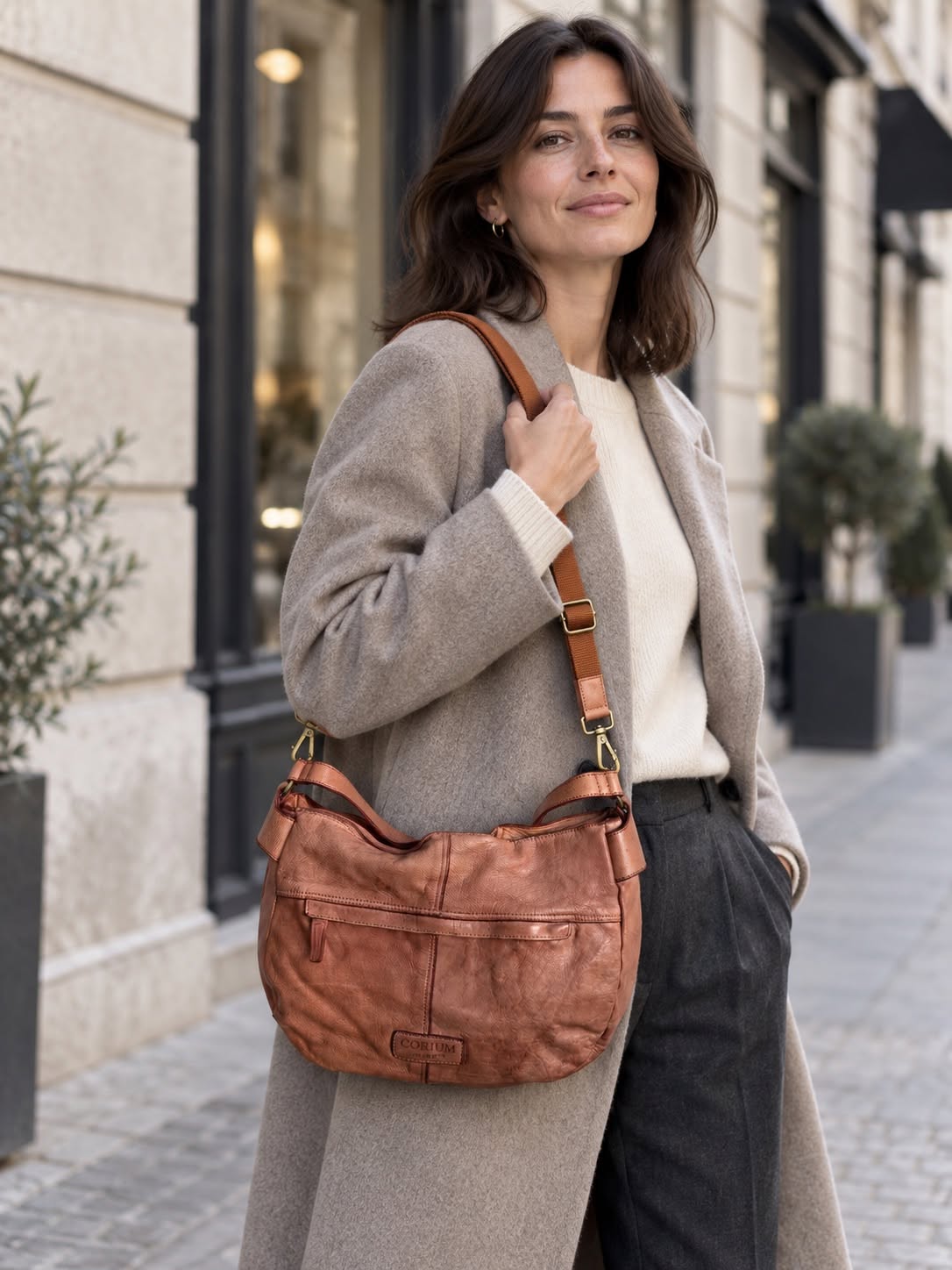 Crossover Dina washed cognac