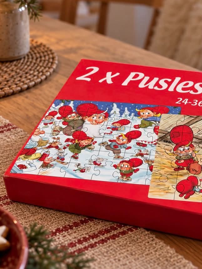 Kasse med 2 puslespill – Juletema