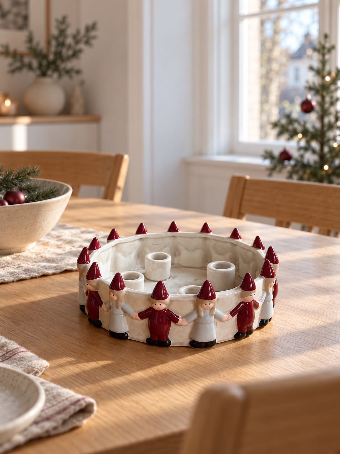 Lysestake til advent – nisser i ring