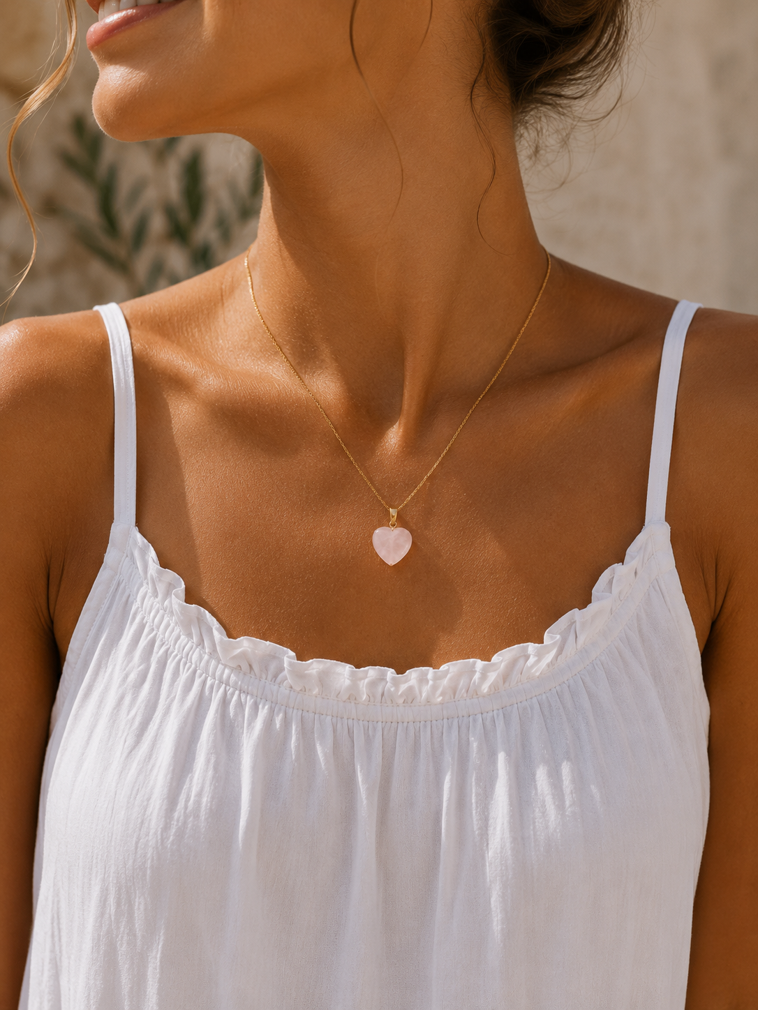 Laia Halskjede Naturstein/Hjerte - Soft Pink