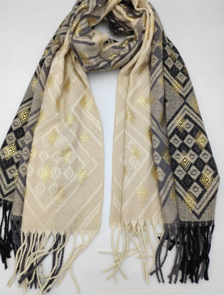 Skjerf diamond printed beige