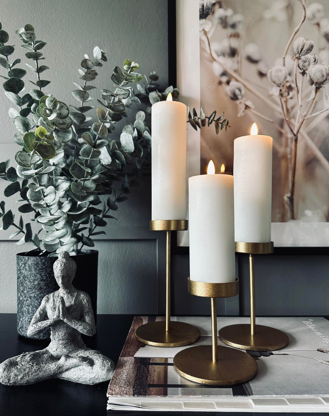 Lysestakesett til bloklys – Golden Liva