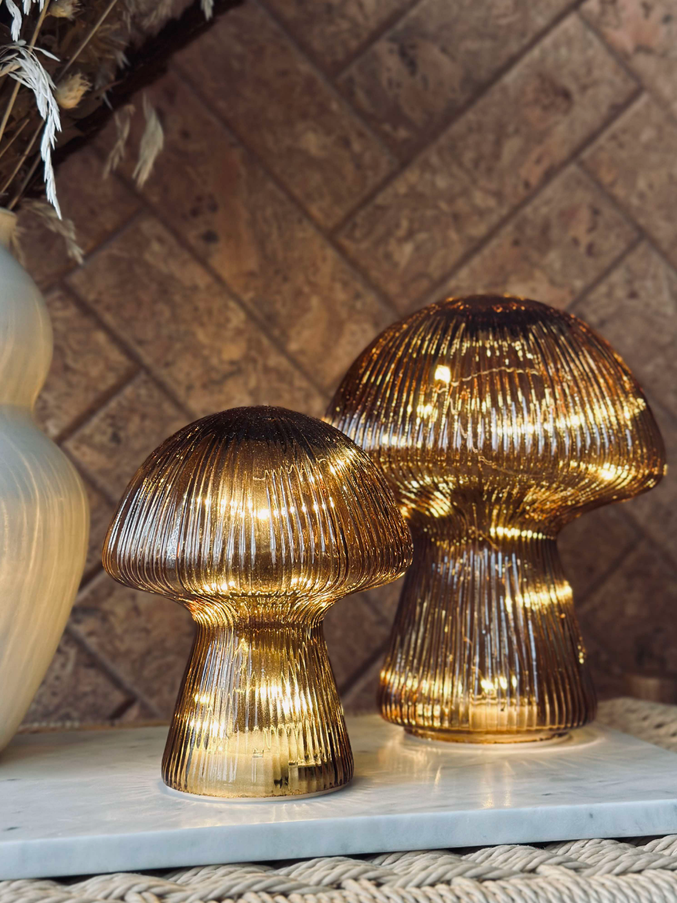 Mushroom med riller 20cm - Gylden