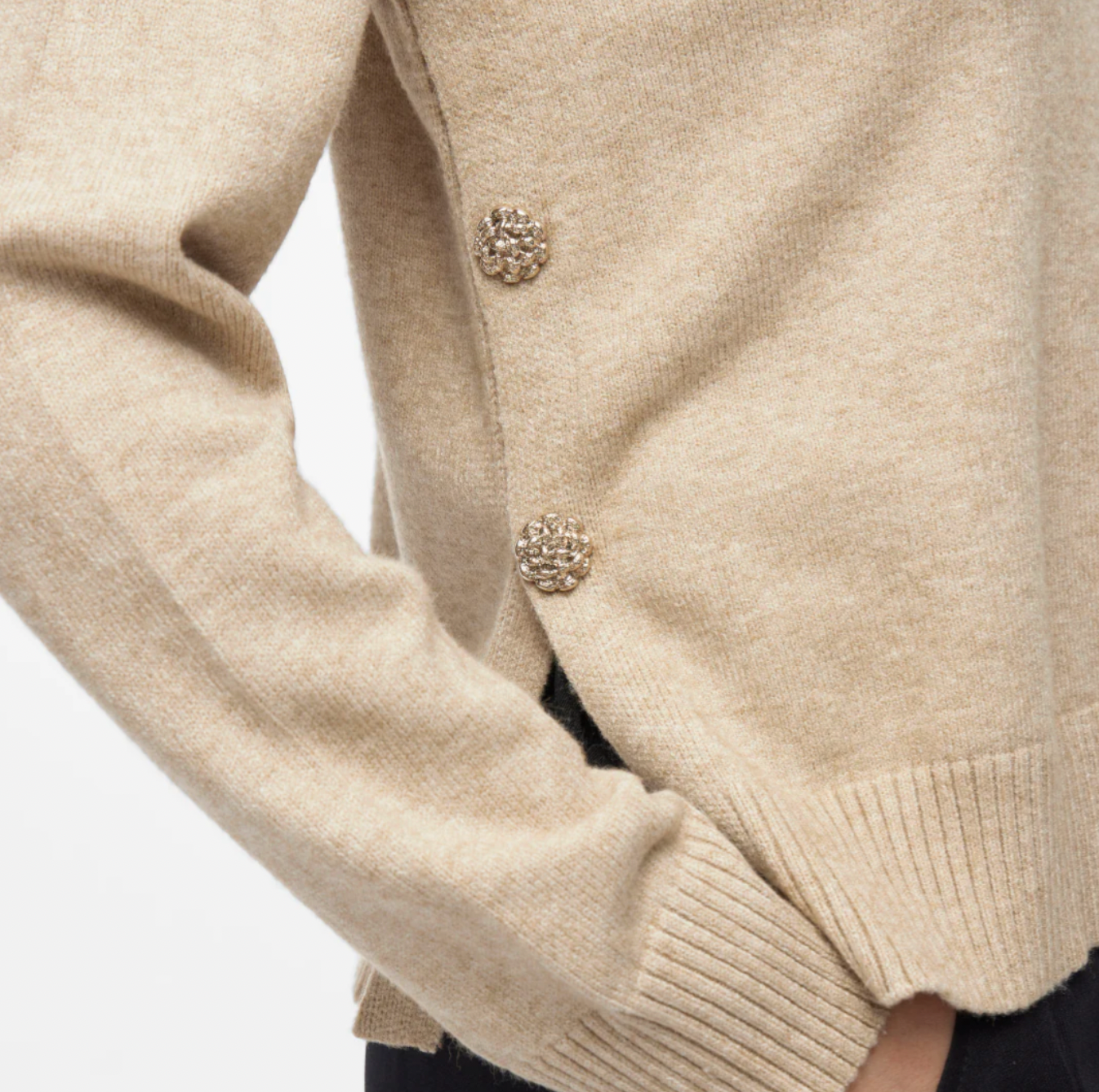 Bluse med vakre knapper - Beige