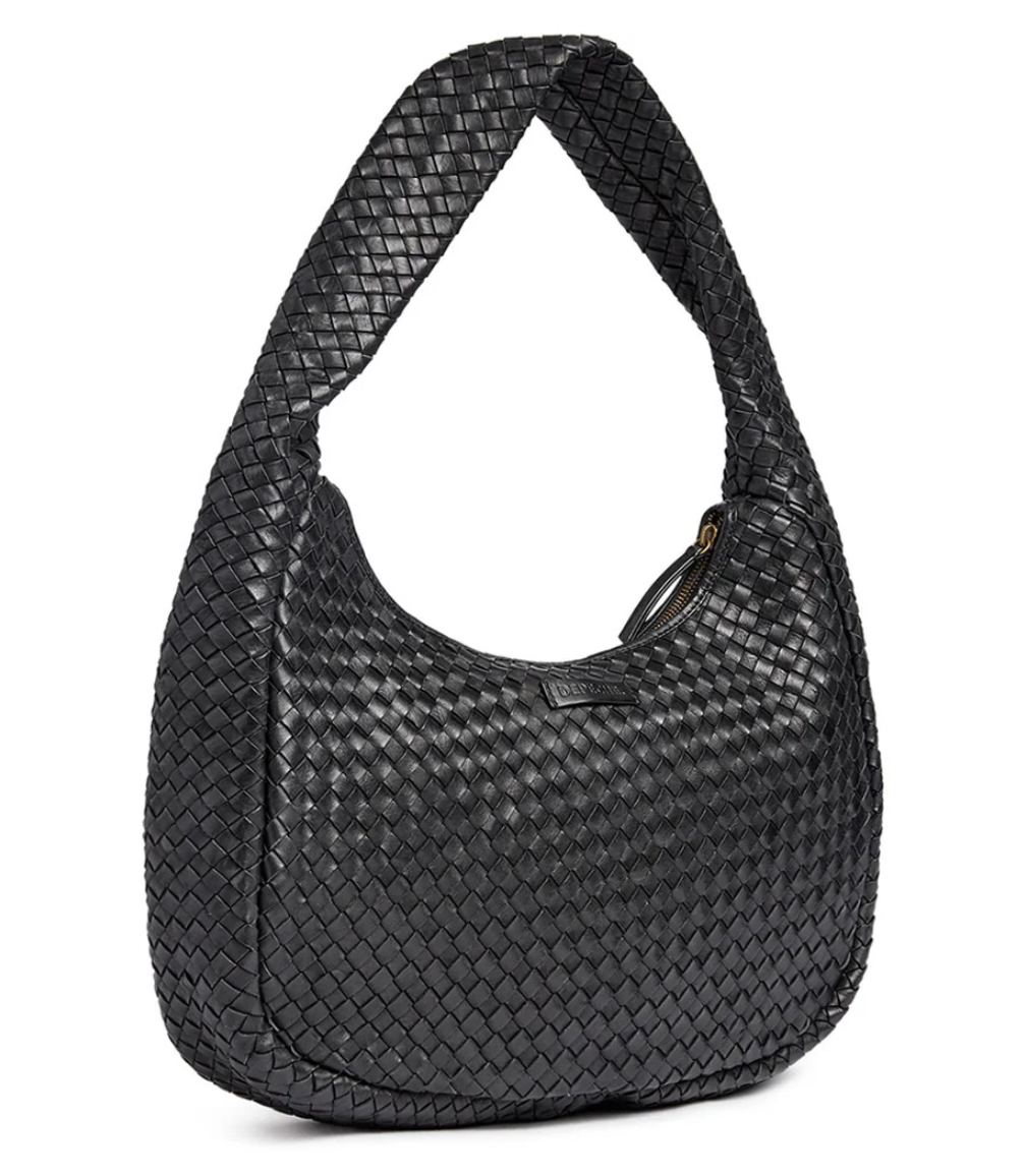 Elegant håndflettet skulderveske - Black big