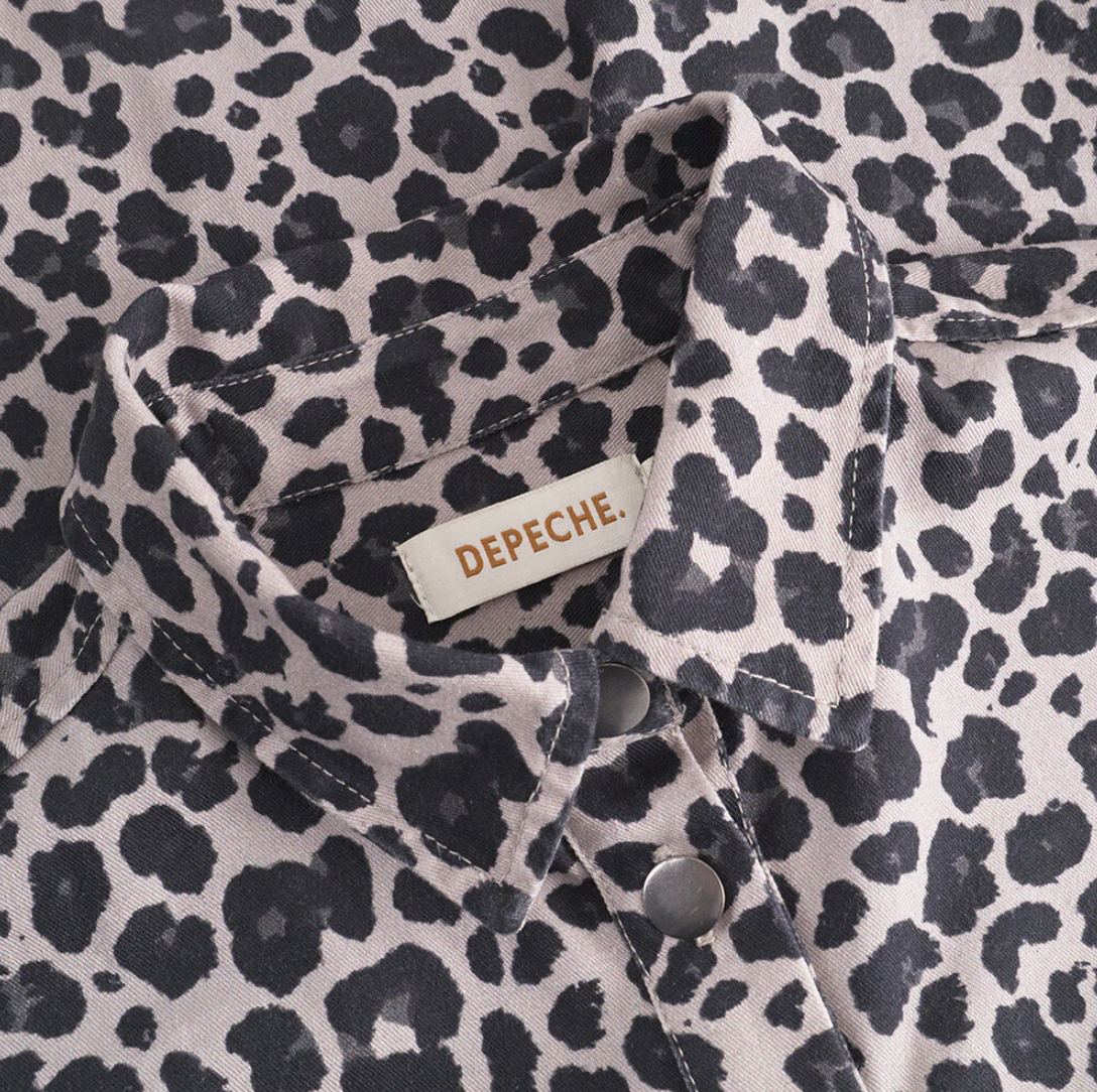 Trendy skjorte - Grå leopard