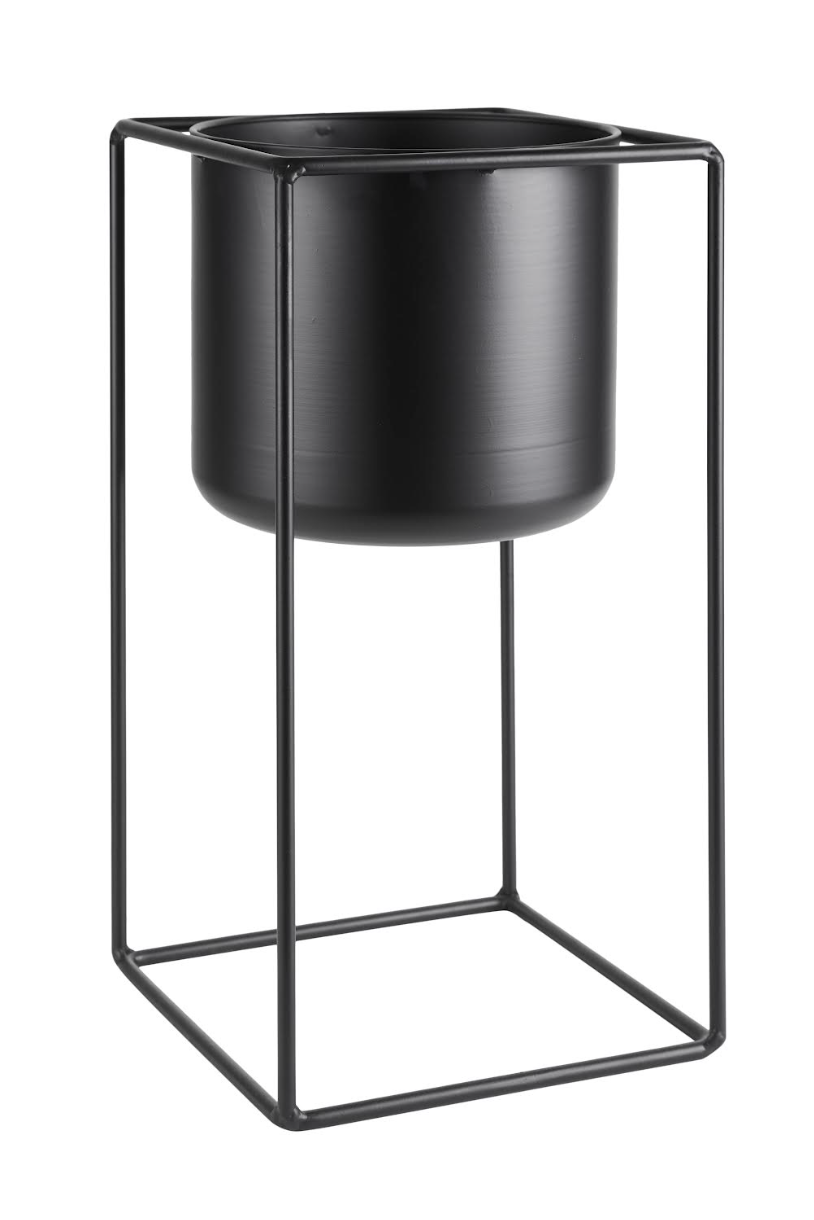 Oppsats med potte - Cube black