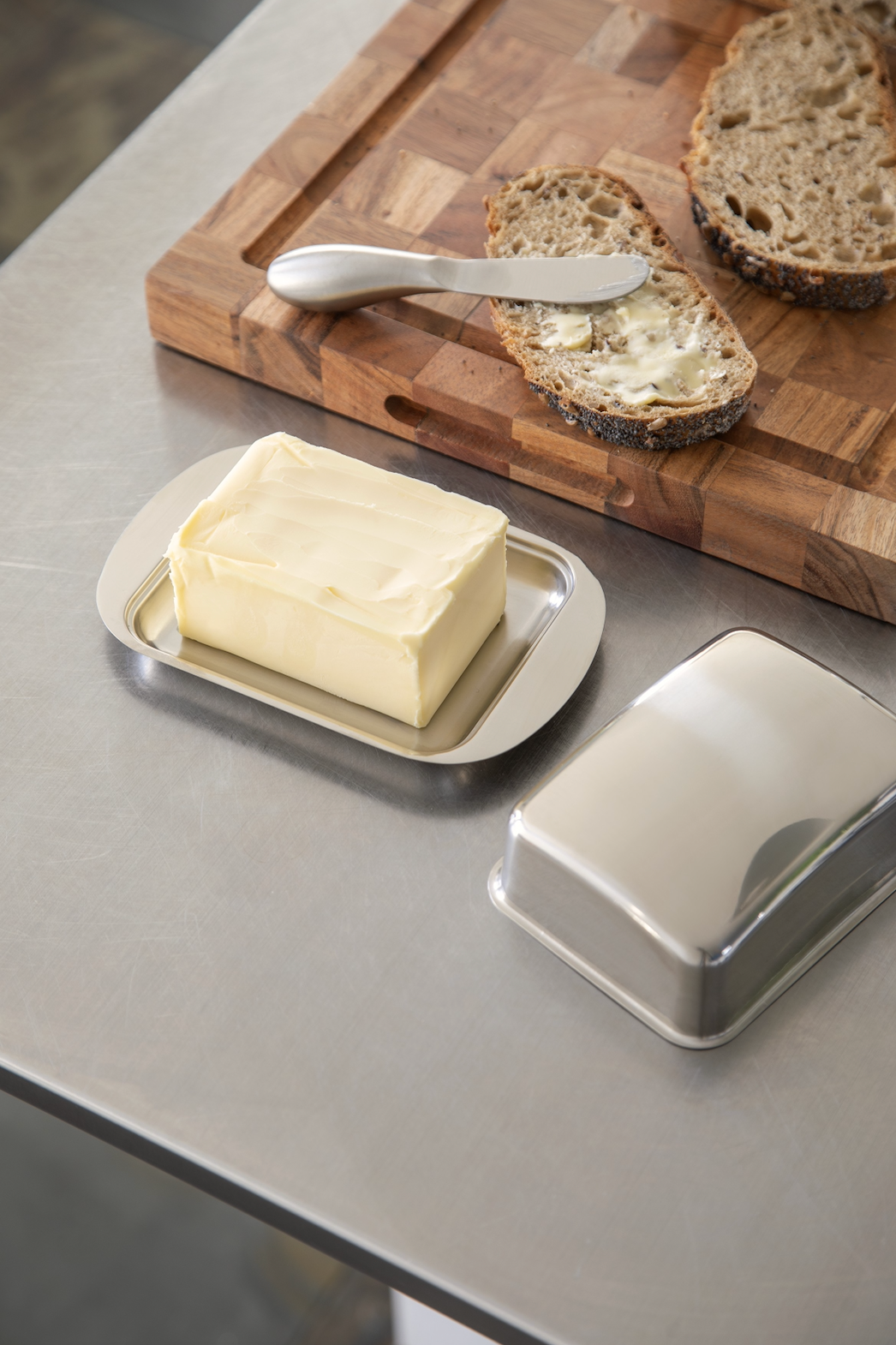 Smørboks med lokk - Rustfritt stål
