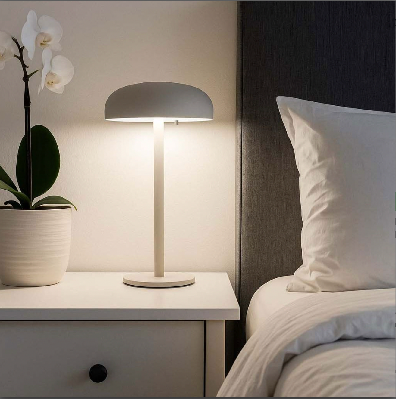 Isolde LED touch bordlampe. Svart/Beige