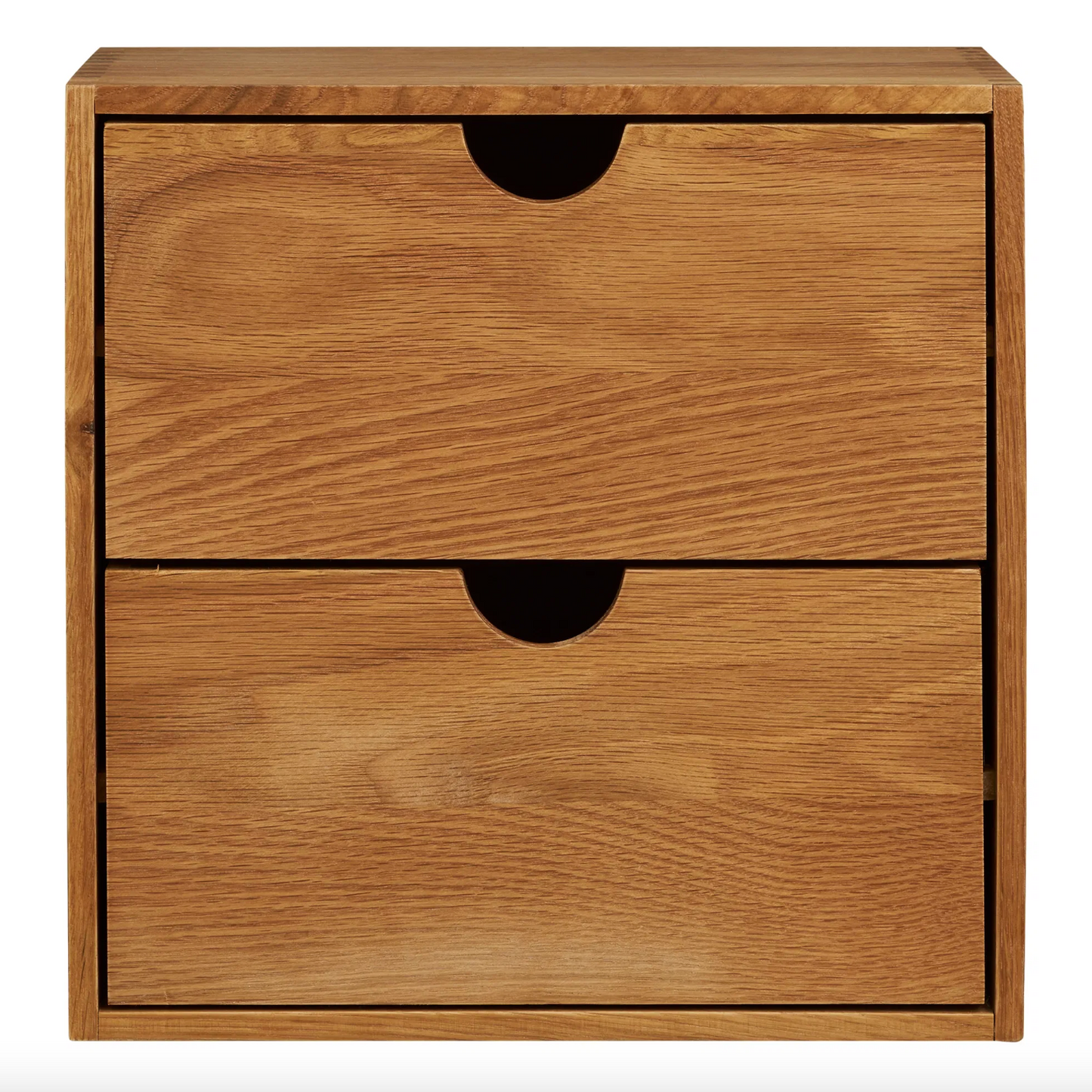 Hylle med skuffer i eik