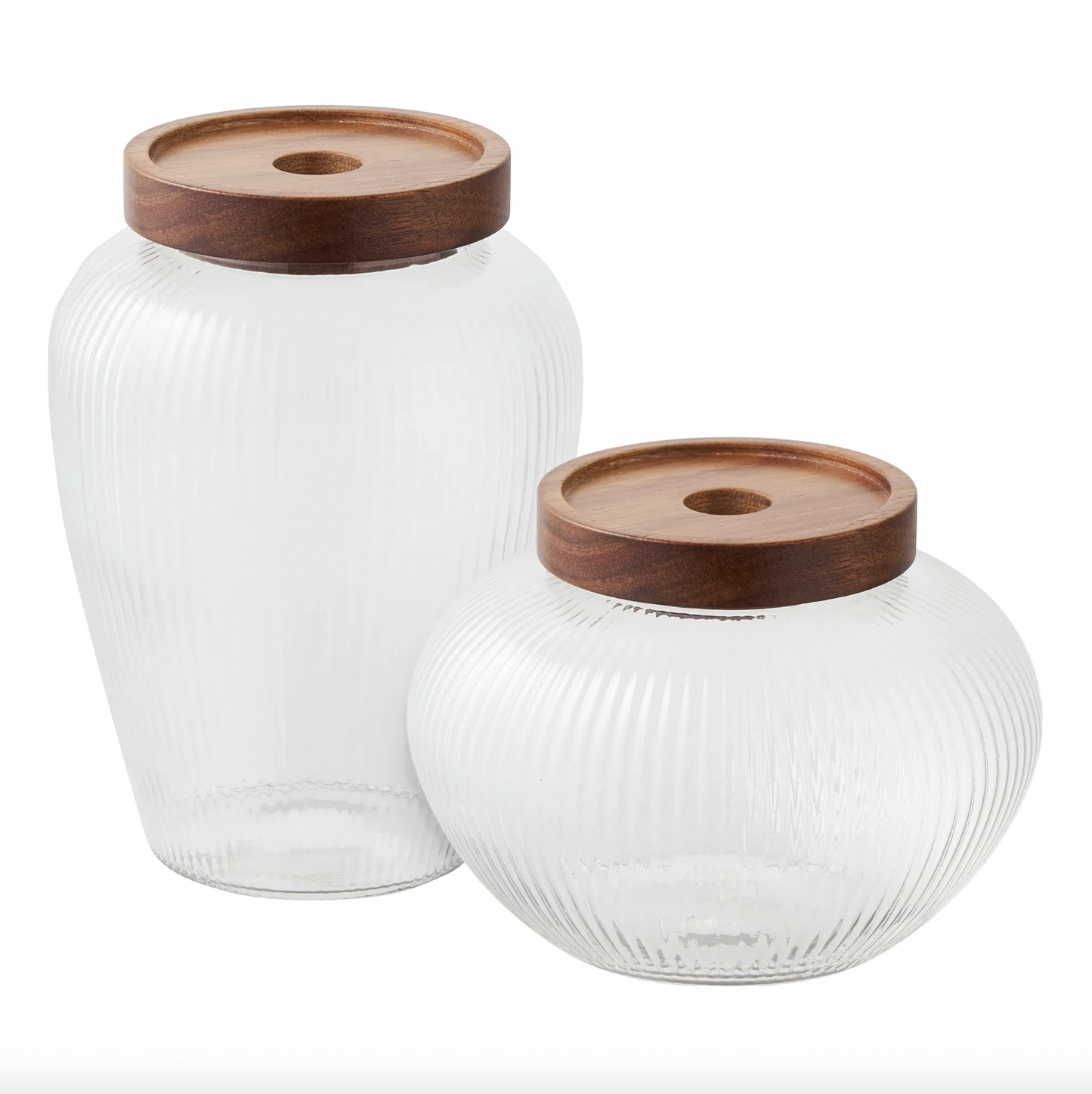 Oppbevaringsglass med trelokk - Sett med 2 stk.