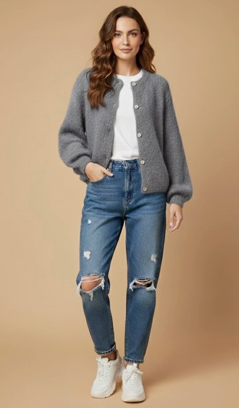 Cardigan Mohair - Grå