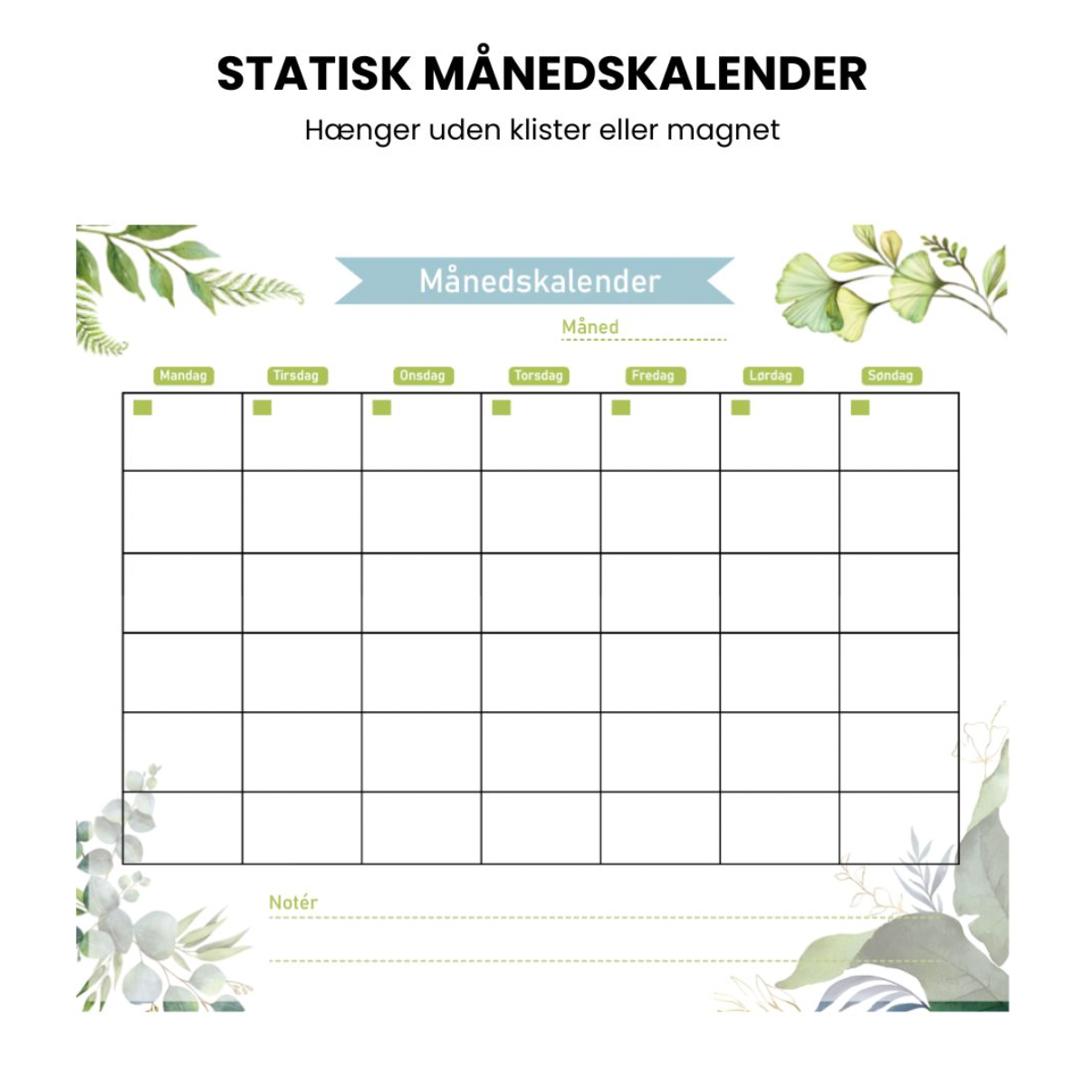 Statisk månedskalender