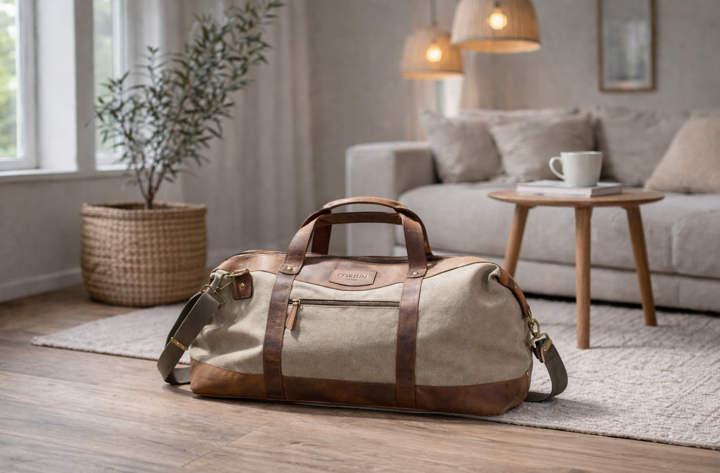 Weekendveske i skinn og kanvas - Canvas HUNTER