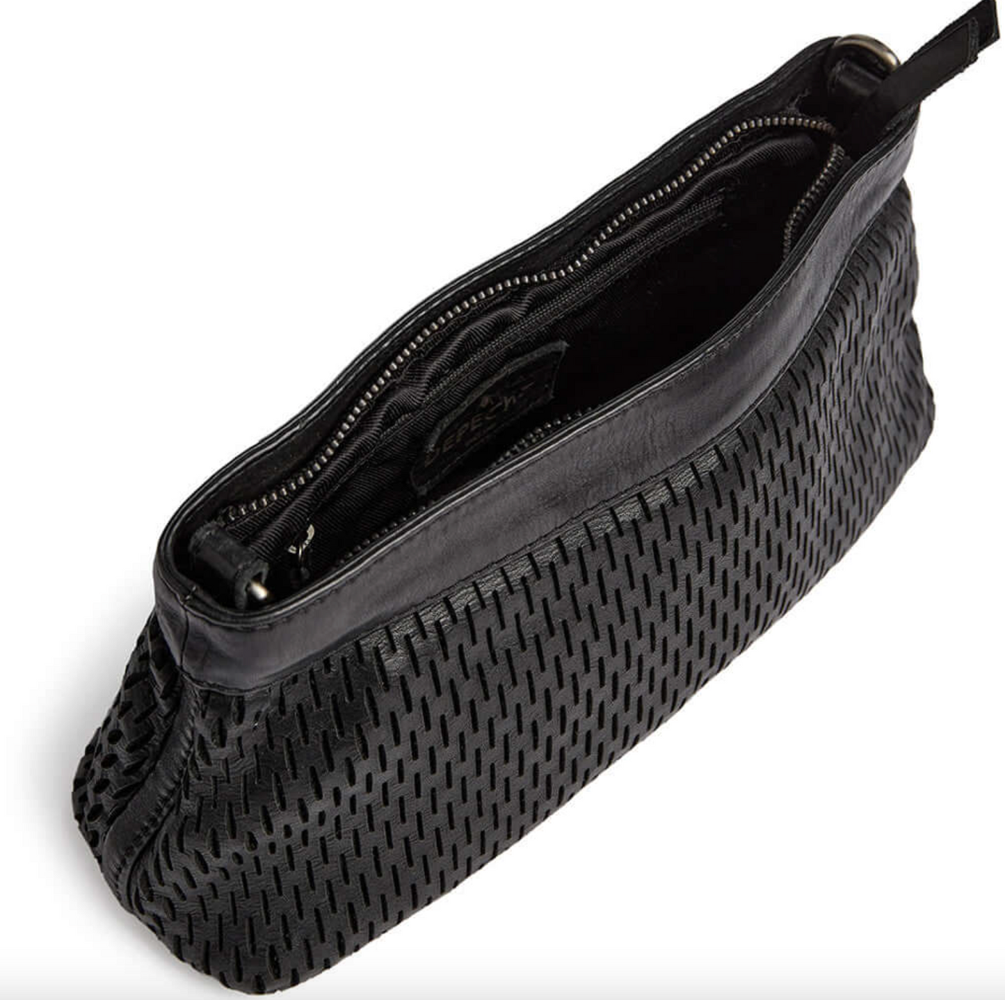 Clutch skinnveske med perforert mønster