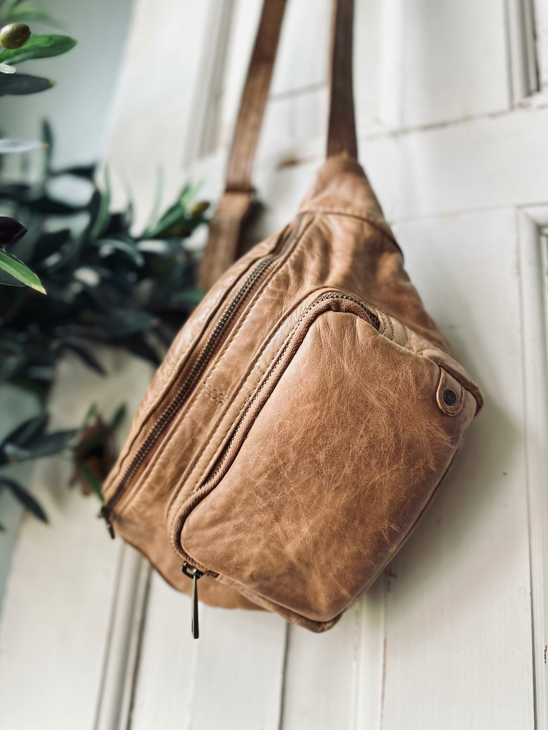 Belteveske i vintage-look CLASSY - Camel