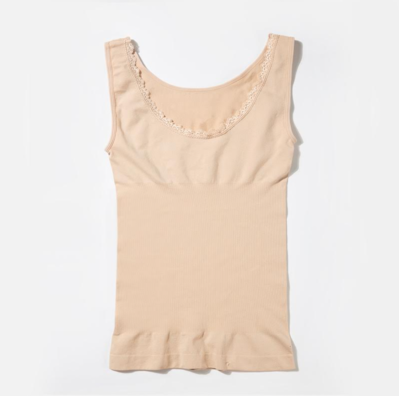 Seamless-topp m. blonderkant - Nude