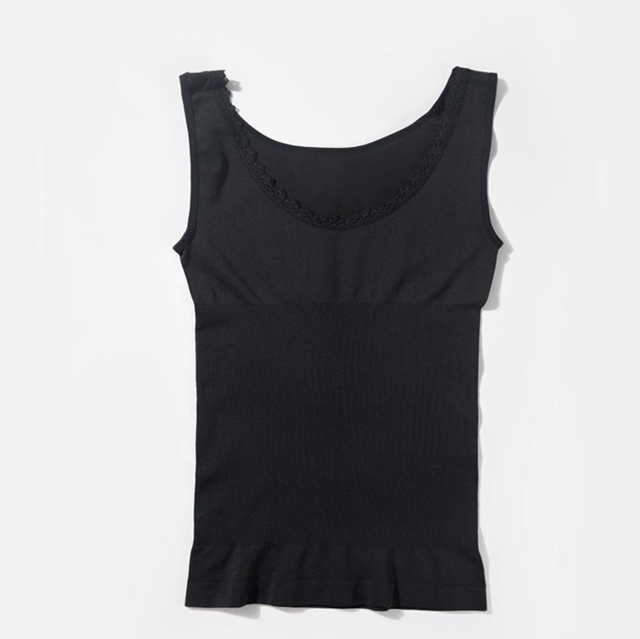 Seamless-topp m. blonderkant - Svart