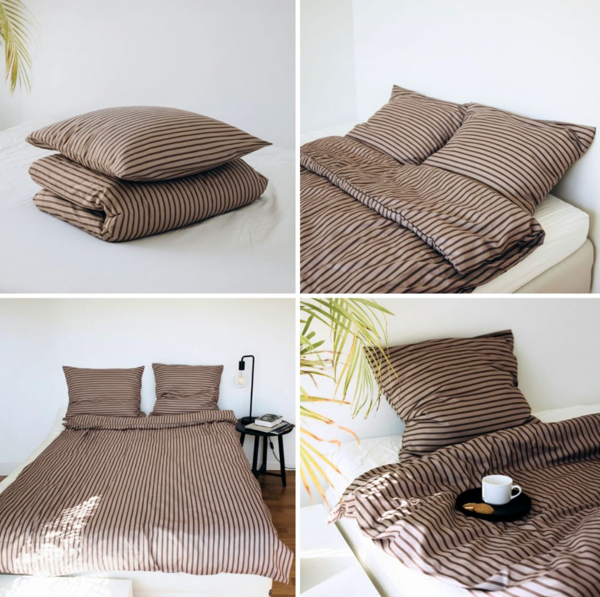 Stripete sengetøy beige stripe 140x200