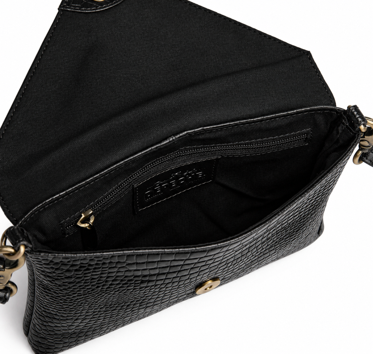 Clutch croco i skinn - Black