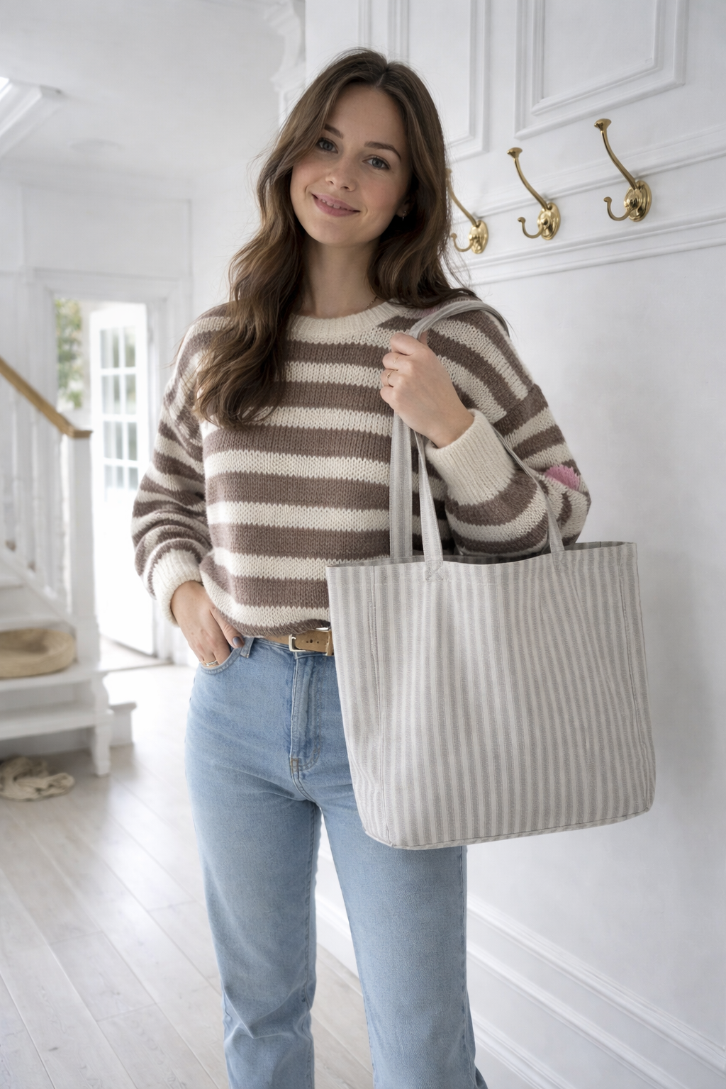 Shopper Grå striper