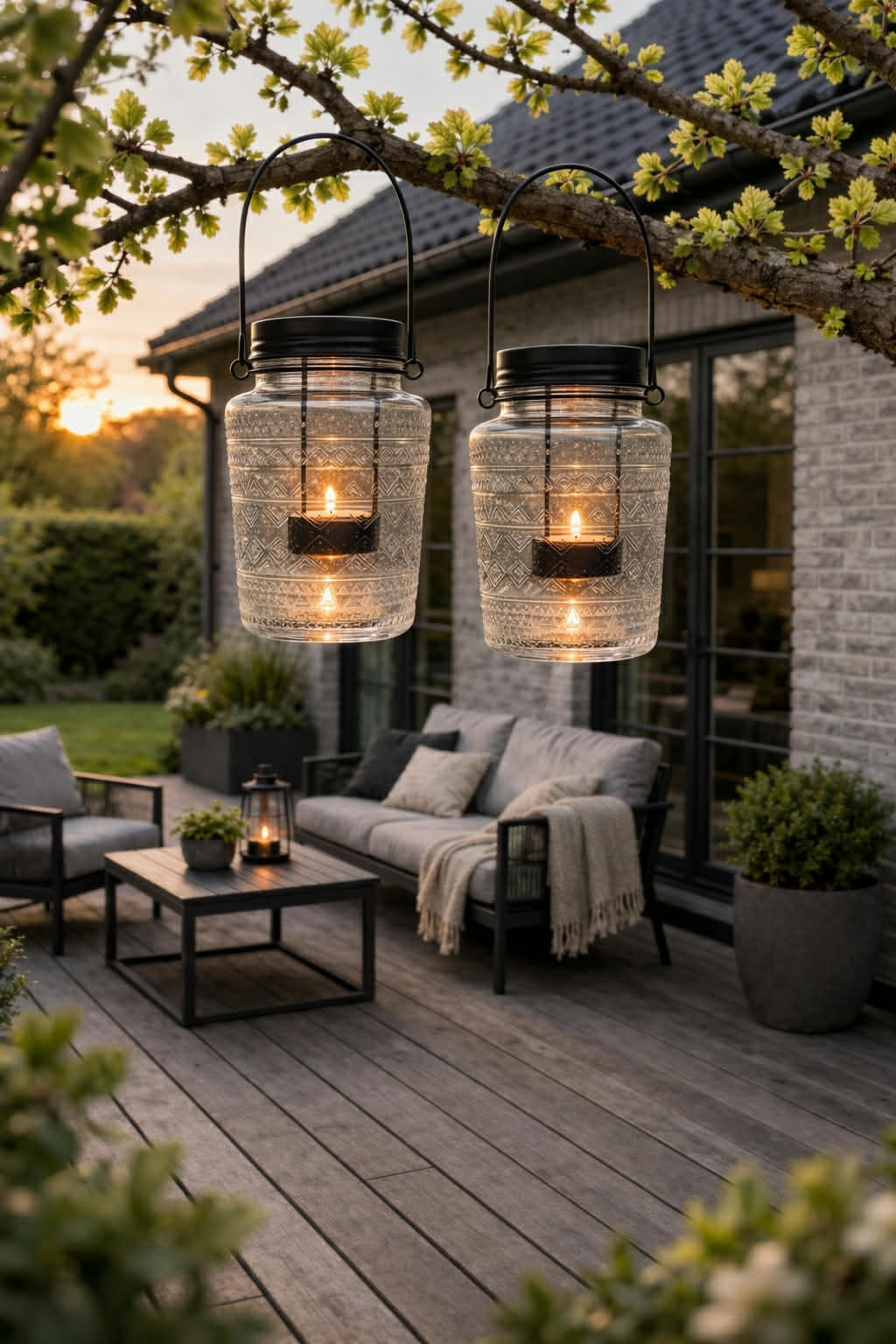 Glasslanterne med mønster