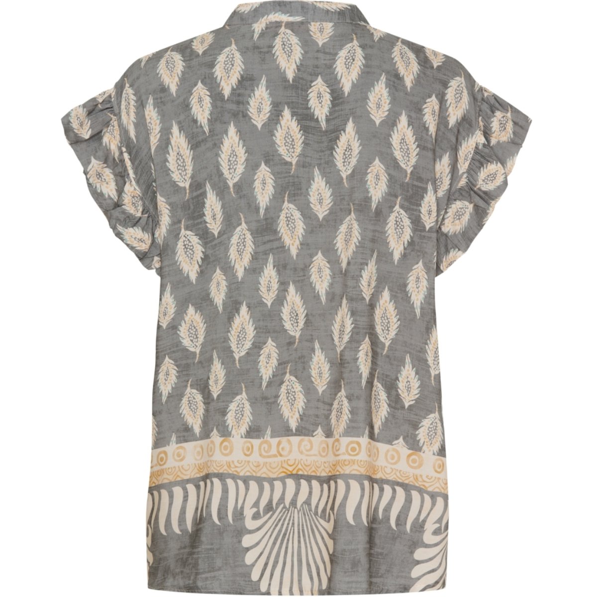 Bluse med flæsekant – Grey Nadia - VIAMAJA.DK