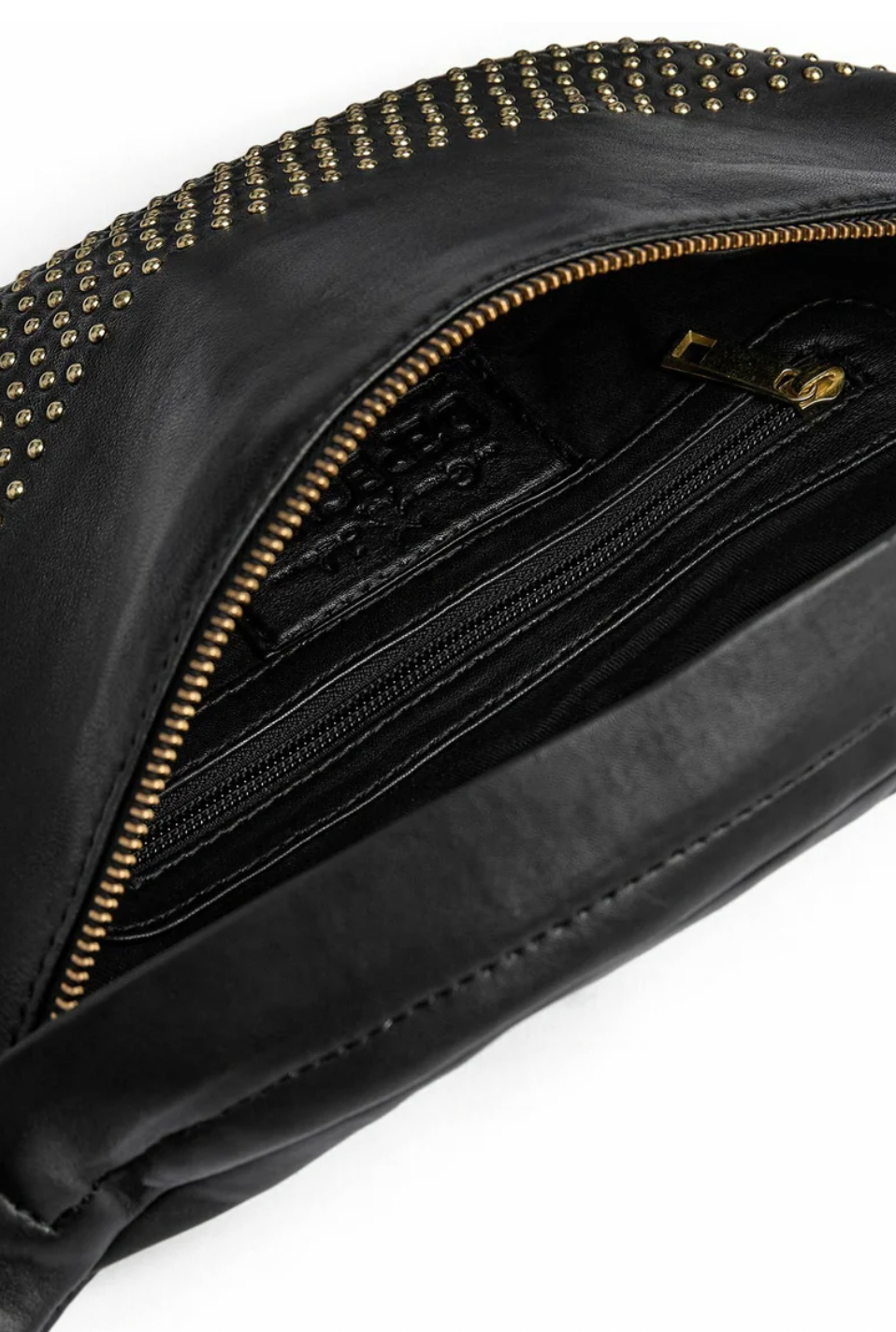 Bumbag med gullnitter – Svart skinnlook