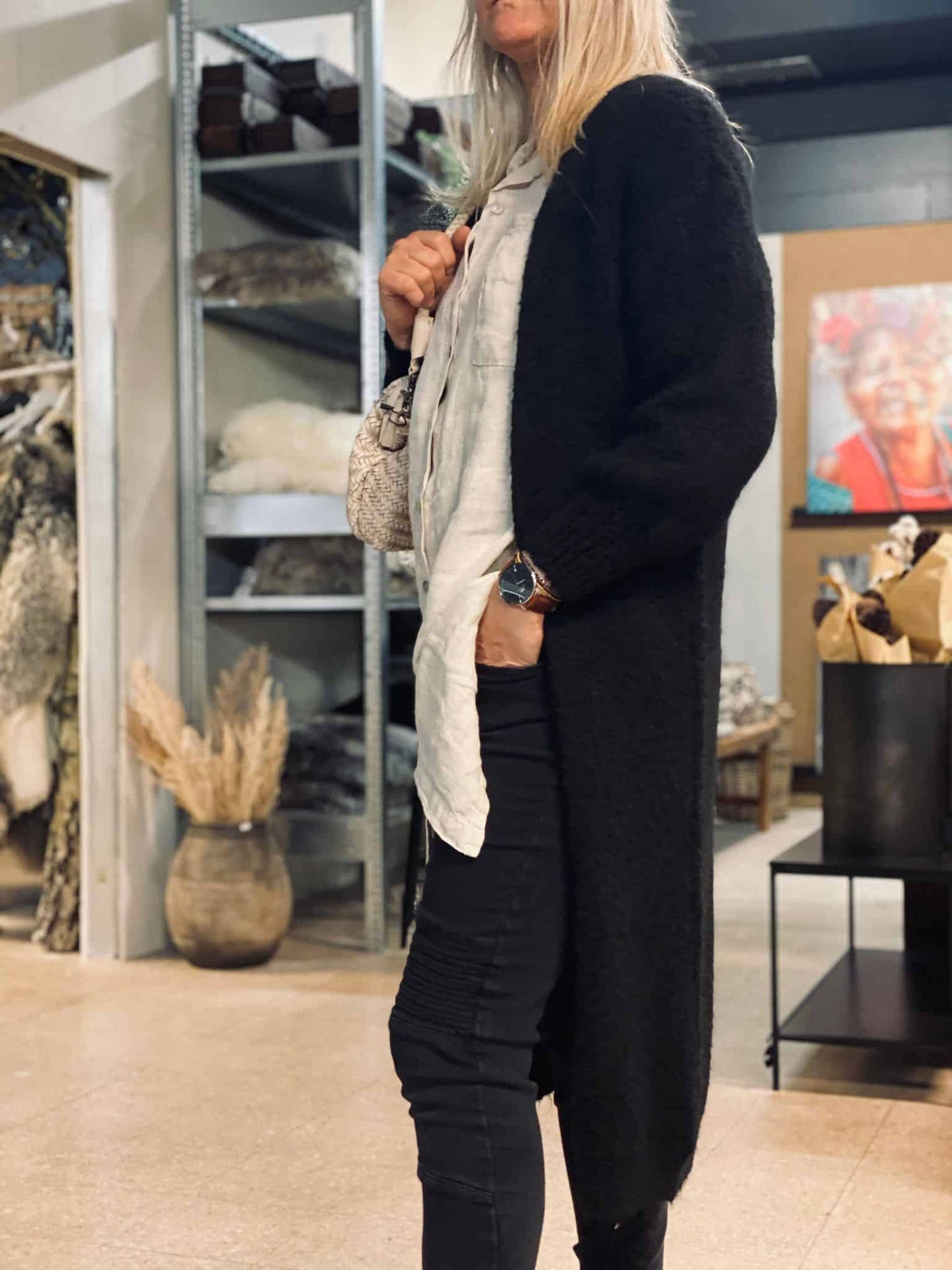 Cardigan Lilly – Lang Sort – One Size - VIAMAJA.DK