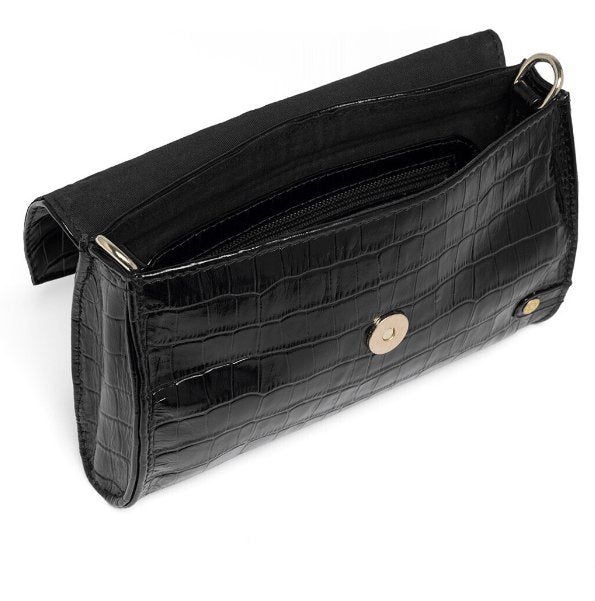 Clutch Croco Black leather - VIAMAJA.DK