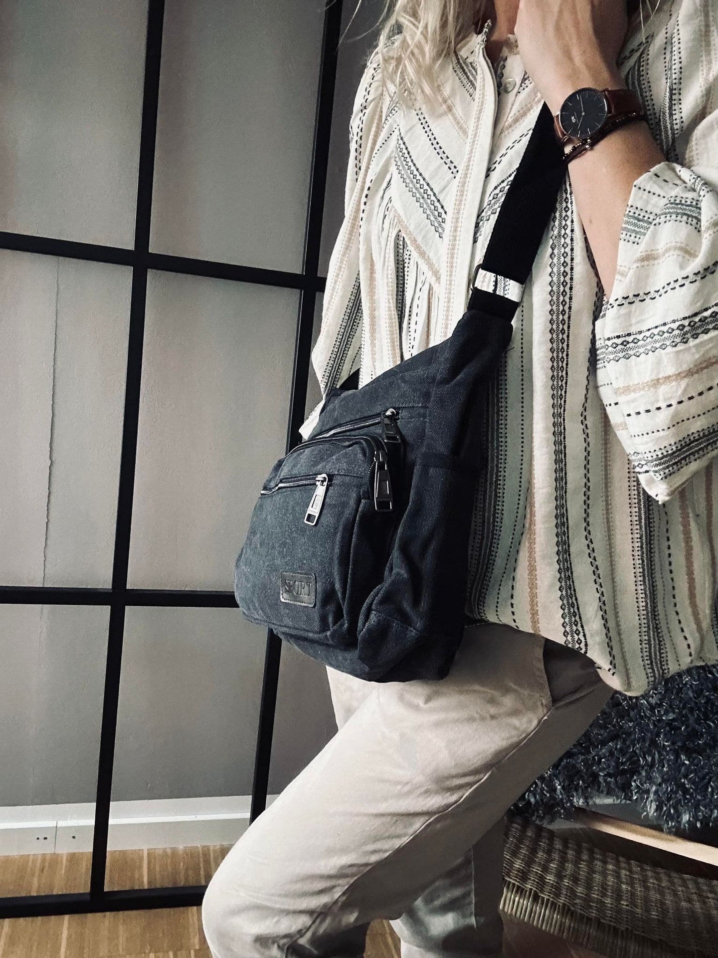 Crossbody Kanvas Sort unisex - VIAMAJA.DK