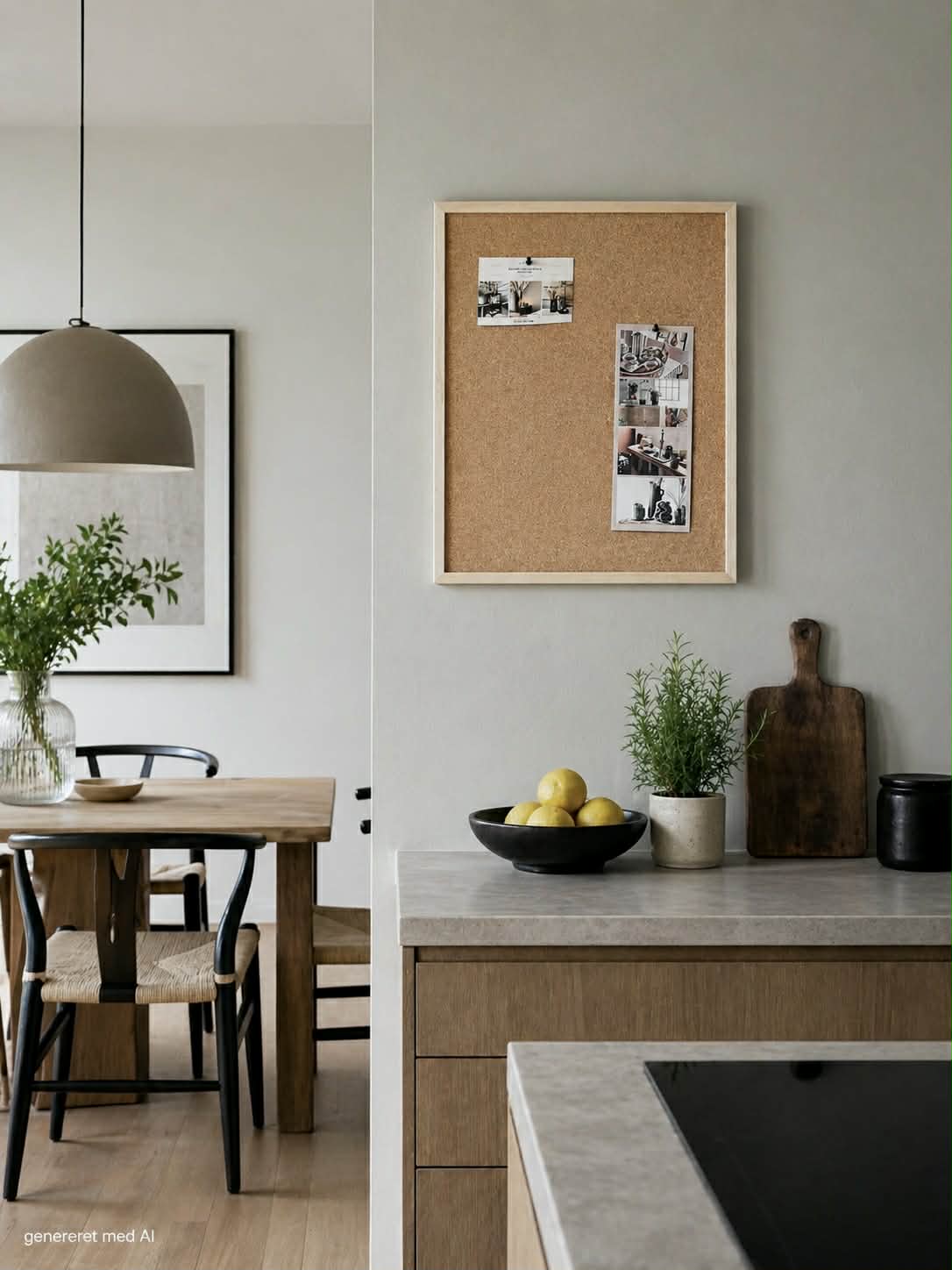 Oppslagstavle kork 40x60cm - Kraftig ramme Natur