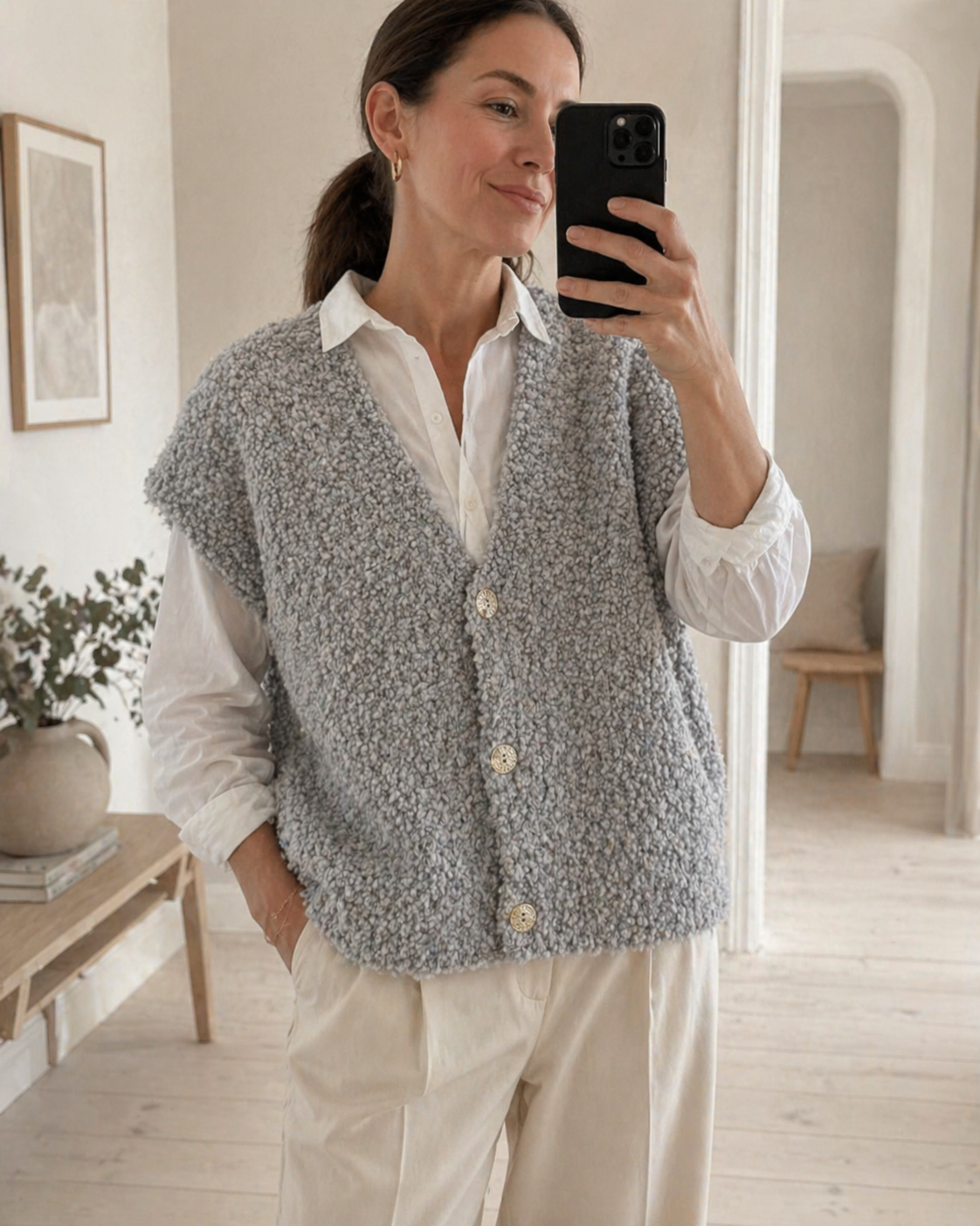 Cardigan med korte ermer - Grey