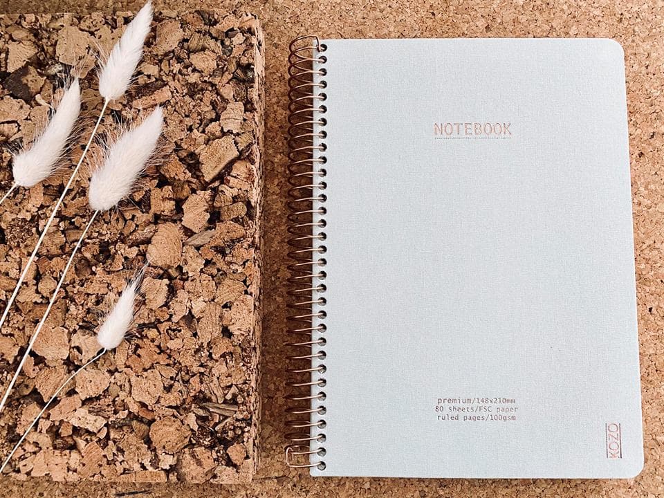 KOZO Notesbog Premium A5 linieret - Dusty green - VIAMAJA