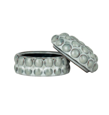 Krukke med låg - Keramik med dots - VIAMAJA.DK