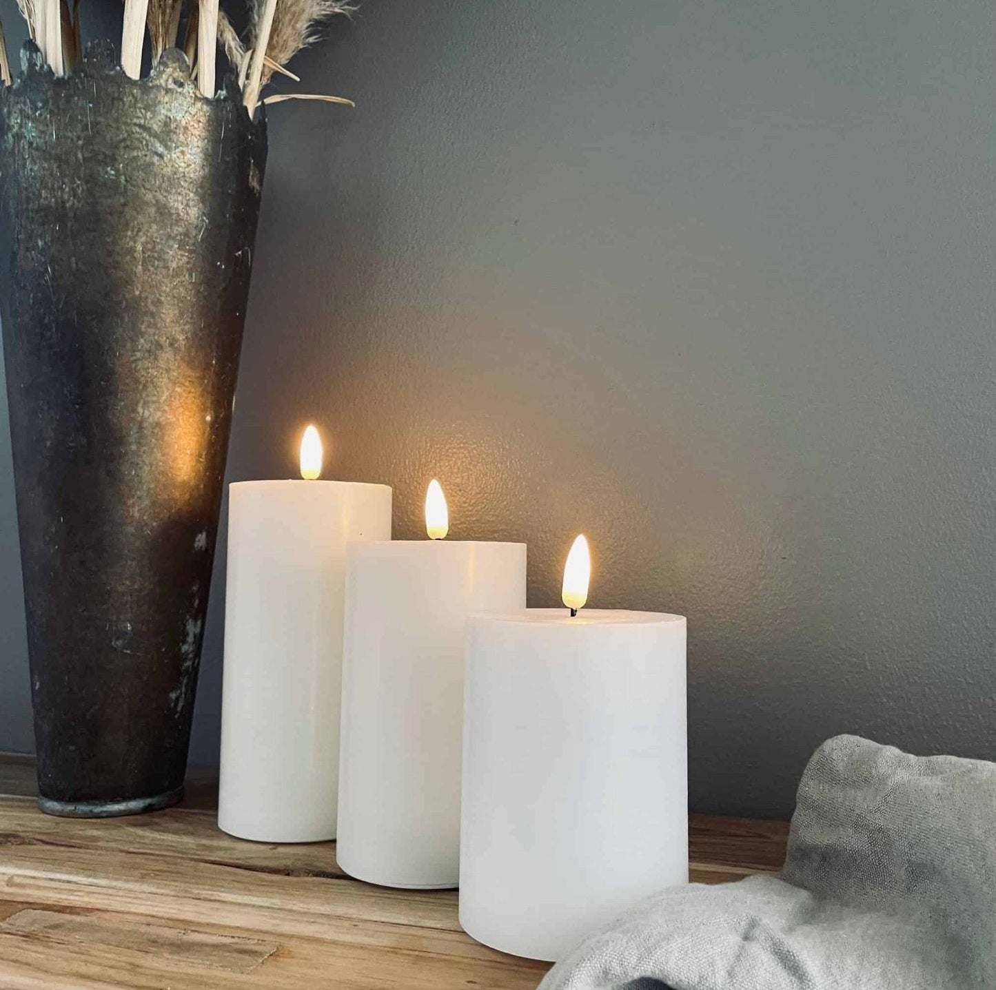 LED Bloklys / Hvid – 3 stk bloklys - VIAMAJA.DK