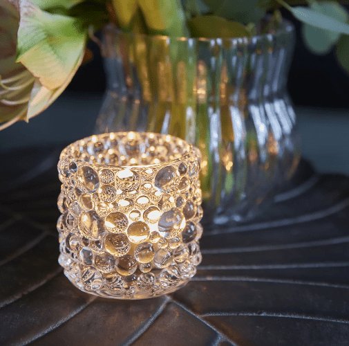 Lysestage Dots i klar glas - VIAMAJA.DK