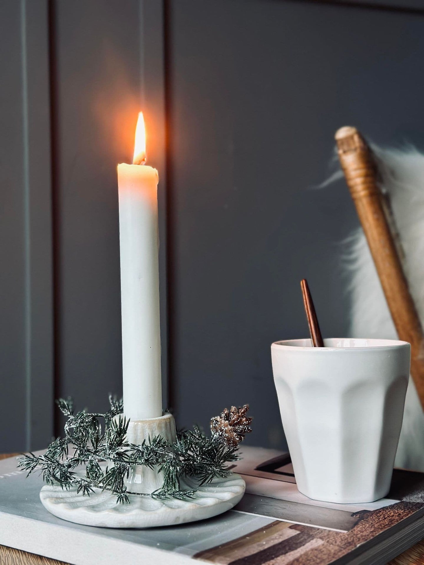 Lysestage keramik White - VIAMAJA.DK